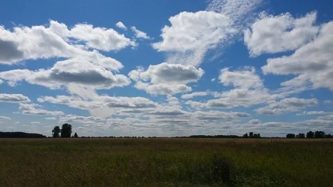 Time lapse. Summer, river, grass, sky and clouds Stock Footage 120170202