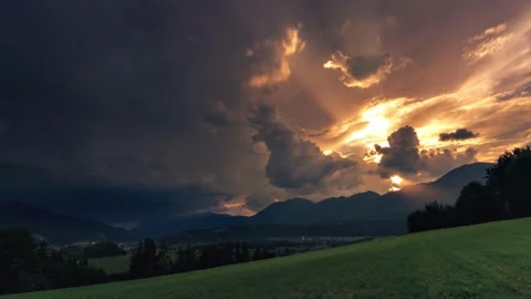 Time lapse of summer sunset over Alps mountains Stock Footage