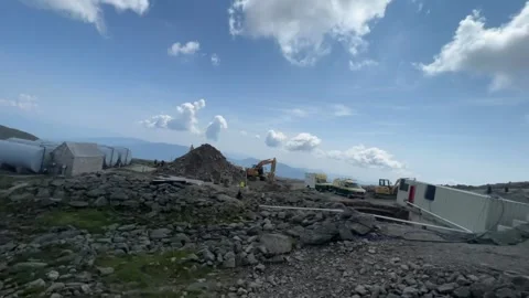 Time-Lapse of the Summit of Mt. Washington, NH, Taken from the Cog Railway Video stock 245498207