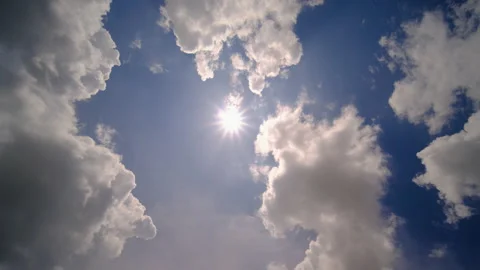 Time lapse sun and clouds moving on blue sky with sun shines Stock Footage 197809950