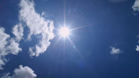 Time lapse sun and clouds moving on blue sky Stock Footage 276961296
