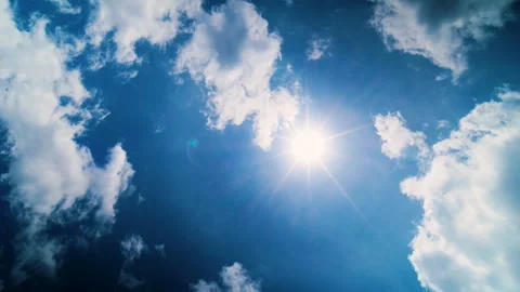 Time lapse sun and clouds moving on blue sky Stock Footage 277859568