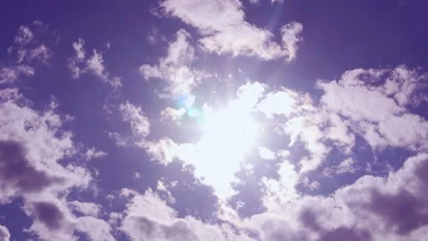 Time Lapse, Sun Clouds in Lilac Purple Sky, Beautiful Background, Lilac Skyscrap Stock Footage 202006532