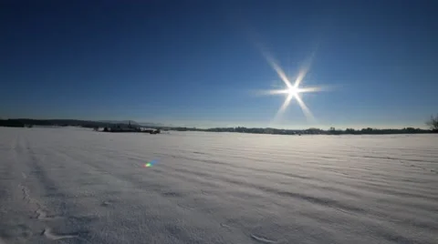 Time lapse of sun goes down over a idyllic winter landscape Stock-Footage 47207977