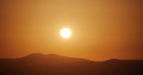 Time lapse, Sun Goes Down Behind Mountain, Sunset Stock Footage 262269625