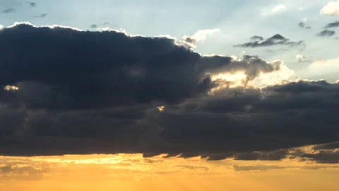 Time lapse of sun rays moving through the stormy clouds in rainy sky Stock Footage 139878338