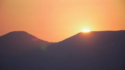 Time Lapse Sun Rising Behind Hill in Evia Greece Stock Footage 66476386