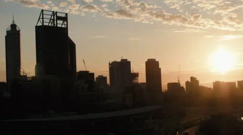Time Lapse of the Sun Rising Over the City of Perth 2014 Stock Footage 41788392
