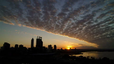 Time Lapse of the Sun Rising Over Perth City With Clouds  2014 Stock Footage 44521794
