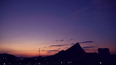 Time Lapse sun set landscape with twilight sky, day to night scene Stock Footage 99850898