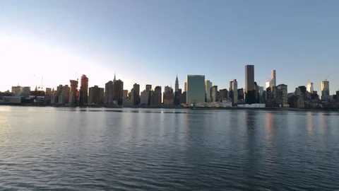 Time lapse of the sun setting to the west behind Manhattan Stock Footage 71145410
