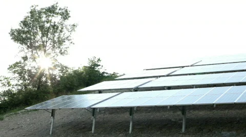 Time lapse of Sun with solar panels Vídeo Stock 760730