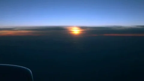 Time-lapse of sundown sky view from the aircraft window. 4k Ultra HD 스톡 동영상 69216897