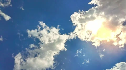 Time lapse Sunlit White Clouds Floating in a Clear Blue Sky on a Sunny Day Stock Footage 340355388
