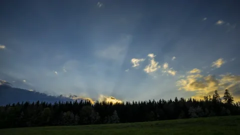 Time Lapse Sunrays Sunset Forest Edge Schwarzwald 4K Stock Footage 176840613
