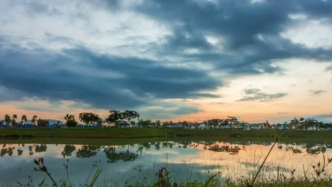 Time-lapse of sunrise and dramatic clouds at Hillpark, Puncak Alam Stock Footage 129862390