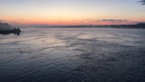Time-lapse Sunrise And Ships At The Amazon River Stock Footage