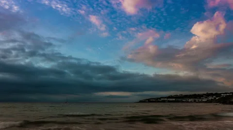 Time lapse sunrise on a beach in Cornwall, England Stock Footage 67736585
