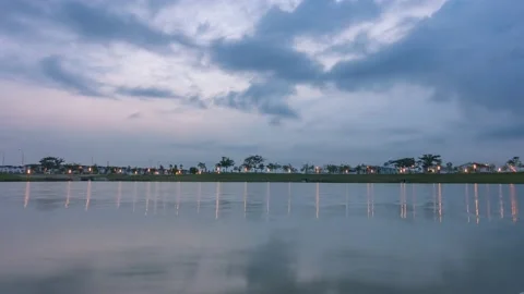 Time-lapse of sunrise, clouds, reflection at Hillpark, Puncak Alam, Selangor Stock Footage 229439866