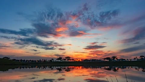 Time-lapse of sunrise, clouds, reflection at Hillpark, Puncak Alam, Selangor Stock Footage 229445951