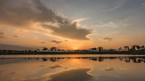 Time-lapse of sunrise, clouds, reflection at Hillpark, Puncak Alam, Selangor Stock Footage 229446062