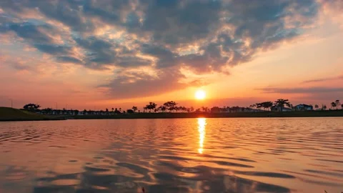 Time-lapse of sunrise, clouds, reflection at Hillpark, Puncak Alam, Selangor Stock Footage 229447281
