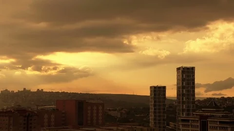 Time Lapse Sunrise on the cloudy sky over the city Video stock 75880255