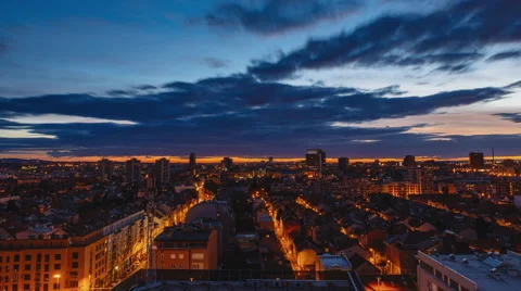 Time lapse of a sunrise during winter over the city of Zagreb in Croatia Stock Footage 60202334