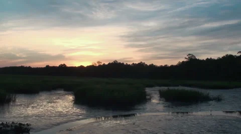 Time lapse sunrise at the marsh Stock Footage 33319417