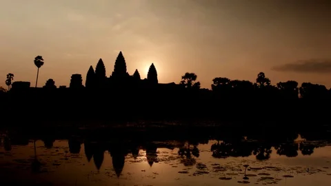 Time Lapse: Sunrise over Angkor Wat Temple, Cambodia Stock Footage 74193244
