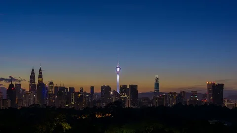 Time lapse of sunrise over downtown Kuala Lumpur, Malaysia Stock Footage 86565809