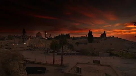 Time lapse of sunrise over Old Jerusalem Stock Footage