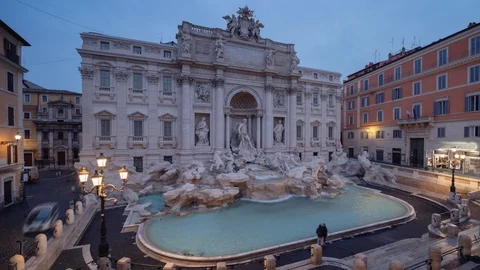 Time lapse, sunrise time, Trevi Fountain in Rome, Italy Stock Footage 101205880
