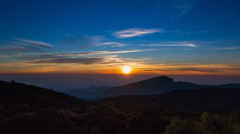 Time Lapse Sunrise On Valley At Doi Inthanon National Park Of Thailand Stock Footage