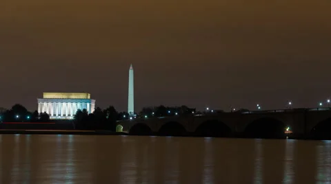 Time lapse of sunrise on Washington, DC monuments Stock Footage 45513273