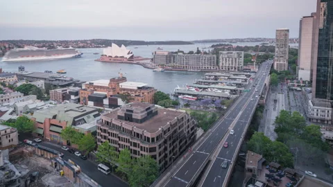 Time lapse, sunset Aerial view of Sydney, Australia Stock Footage 143982705
