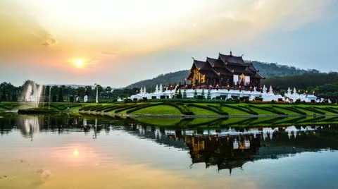 Time lapse sunset and beautiful gold temple of thailand Stock Footage 21299720