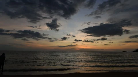 Time lapse of Sunset and beautiful sky at Khao Lak Beach, Stock Footage 185345811
