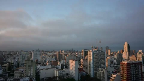 Time lapse of sunset and changing weather in Buenos Aires city Stock Footage 154901354