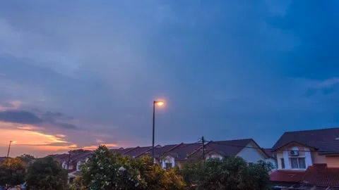 Time-lapse of sunset and clouds at Saujana Utama, Sungai Buloh, Selangor Stock Footage 229342854