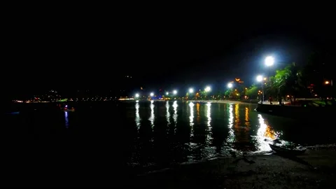 Time lapse sunset and night on a beautiful bay Stock Footage 158842070
