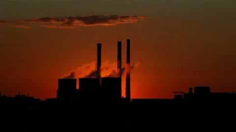 Time-lapse, sunset on the background of power with the trumpets Stock Footage 8558421