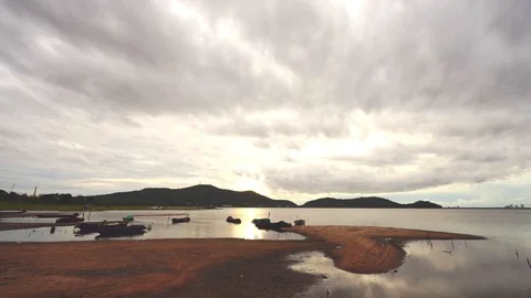 Time lapse sunset at Bang phra reservoir ,sriracha chon buri,thailand Stock Footage 123404125