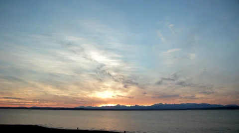 Time Lapse Sunset Beach Mountain Range Stock Footage 25141576