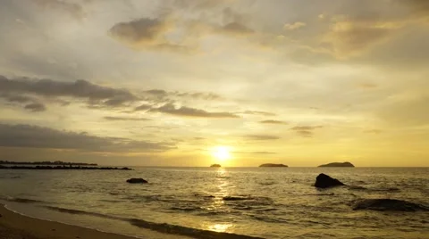 Time lapse of Sunset at the beach at Sabah Borneo Island Stock Footage 45010054