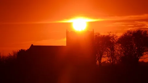 Time lapse sunset by beautiful aughton parish church york yorkshire uk Stock Footage 100063561
