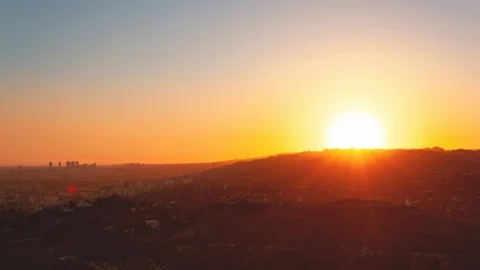 Time lapse of a sunset behind the hills from Los Angeles California Stock Footage 91752163