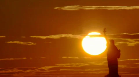 Time lapse - Sunset behind Statue of Liberty Stock-Footage 481264