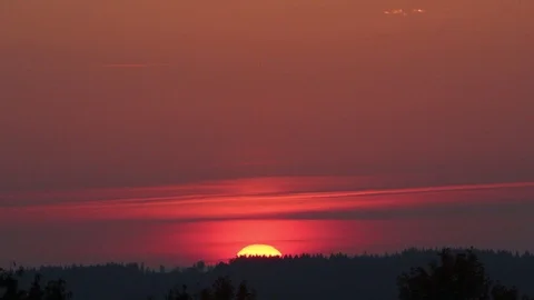 Time-lapse of Sunset behind tree line on horizon 库存影片 89979943