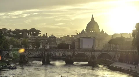 Time lapse of sunset behind the Vatican Video stock 56265939